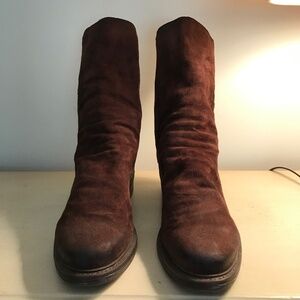 FERNWEH BOHEME BROWN SUEDE SLOUCH ANKLE BOOTS